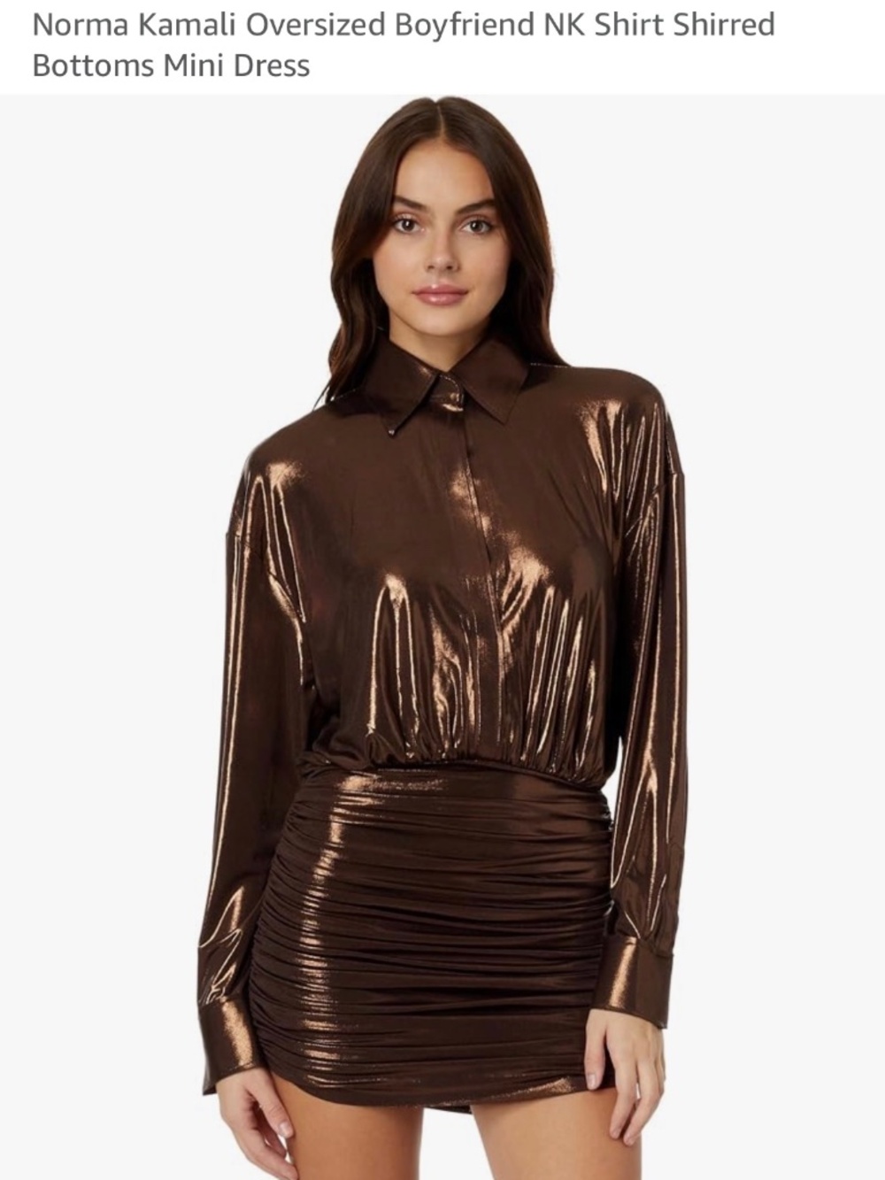 Norma Kamali Oversized Boyfriend NK Shirt Shirred Bottoms Mini Dress